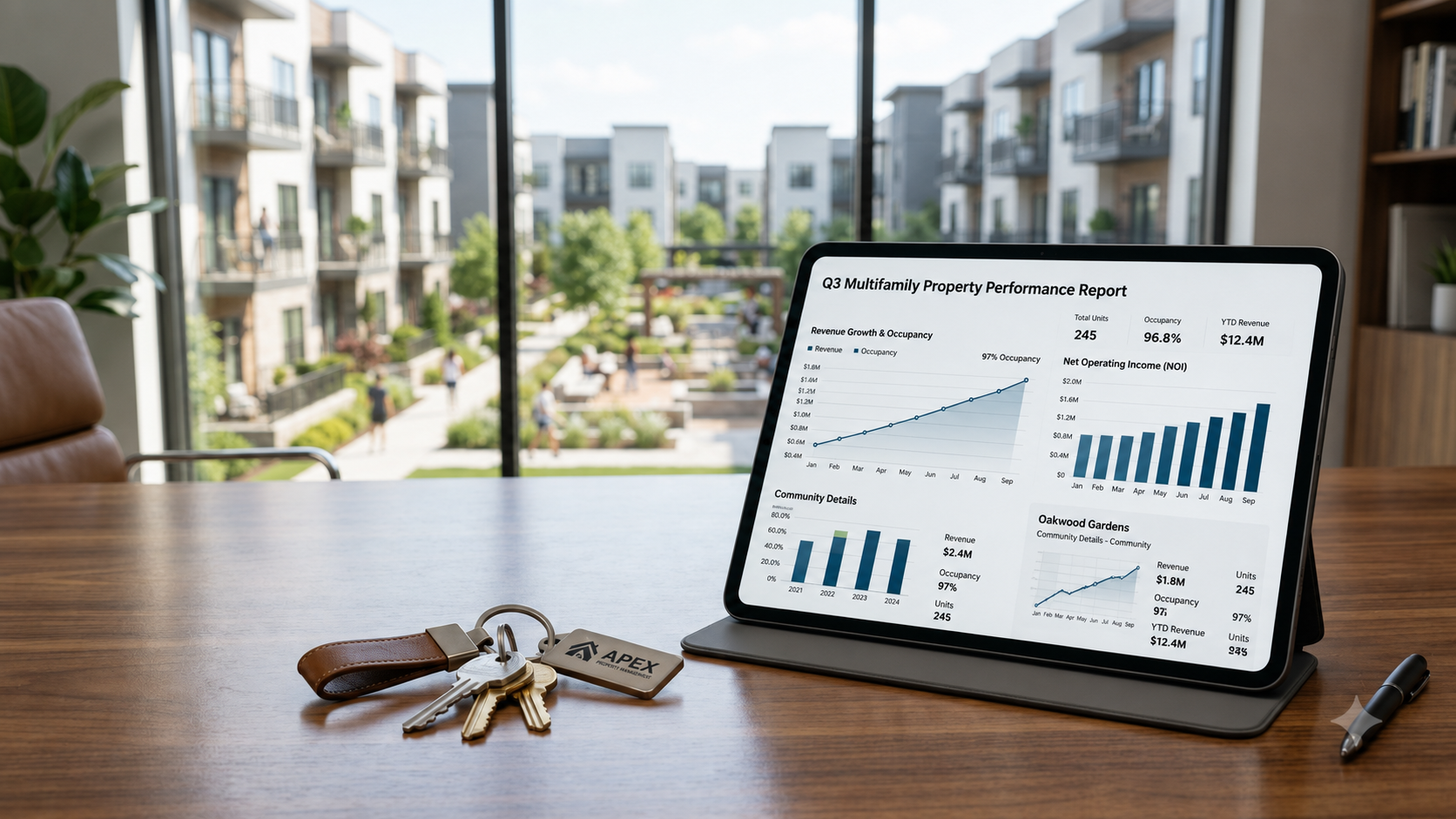 Multifamily property management performance dashboard